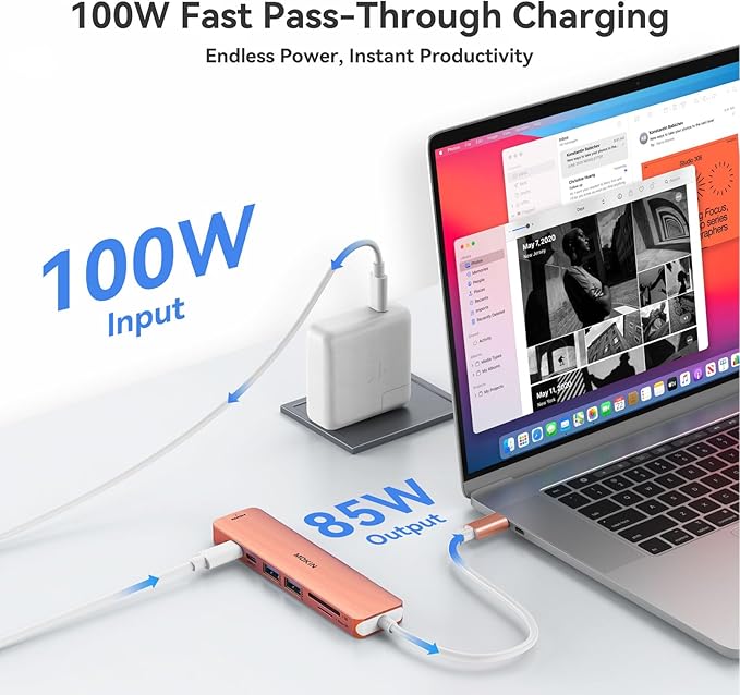 USB C Hub HDMI Adapter for MacBook Pro/Air, MOKiN 7 in 1 USB C Dongle with HDMI, SD/TF Card Reader, USB C Data Port,100W PD, and 2 USB 3.0 Compatible for MacBook Pro/Air, Dell XPS, Lenovo Thinkpad.