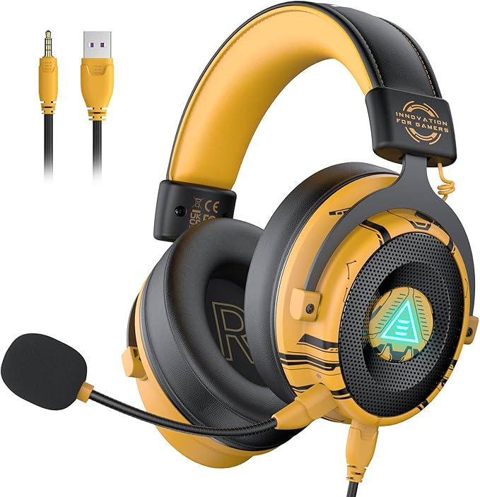 EKSA USB Gaming Headset for PC - Computer Headset with Detachable Noise Cancelling Mic, 7.1 Surround Sound, 50MM Driver - Headphones with Microphone for PS4/PS5, Xbox One, Laptop, Gamer