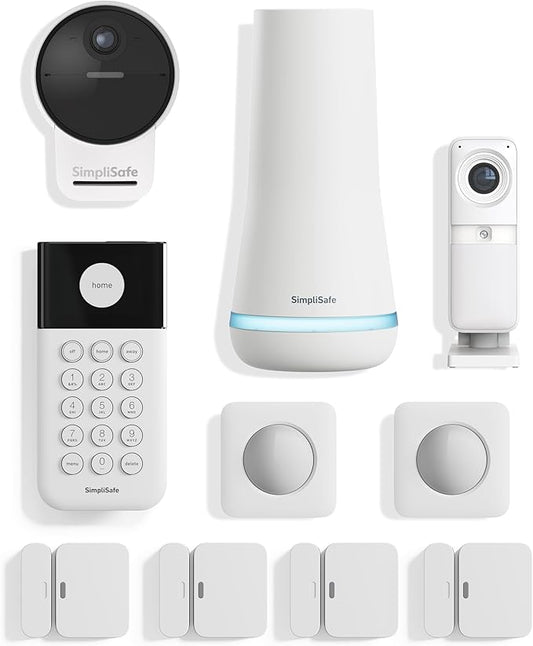 SimpliSafe 10 Piece Wireless Home Security System with Outdoor Camera- Optional 24/7 Professional Monitoring - No Contract - Compatible with Alexa and Google Assistant