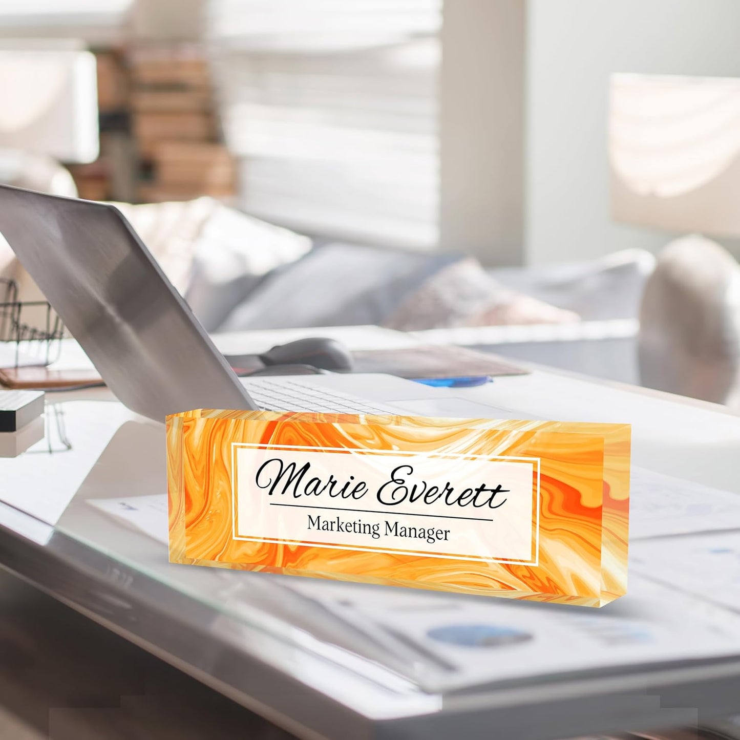 Custom Orange Acrylic Office Accessory | Personalized Boss Appreciation Gift