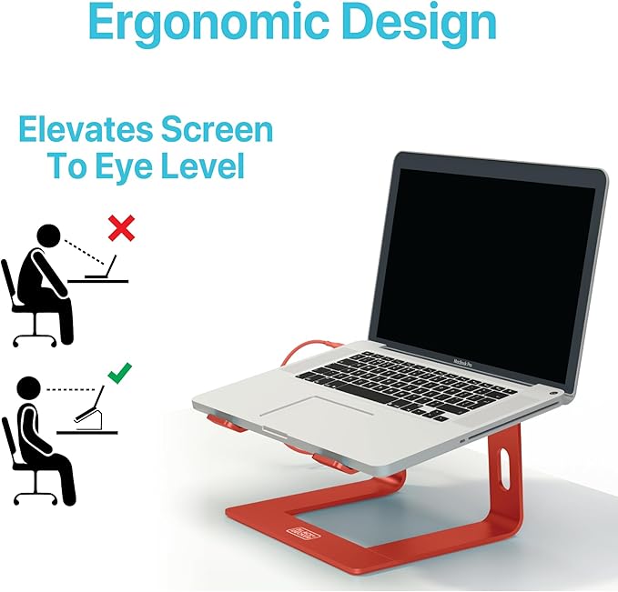 BLACK+DECKER Laptop Stand for Computer Desk, Ergonomic Laptop Stand for Desk, Lap top Riser Compatible with MacBook Notebook, Lap top Holder, Durable Aluminum Computer Riser Accessories, Coral Rose