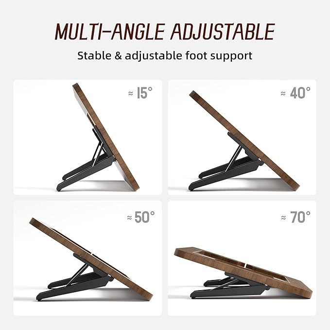 Bamboo Tablet Stand - Portable & Adjustable 5 Angles,Laptop Riser,Book Reading Stand,Compatible with 9.7/10.2/10.5/10.9/11 inches (Walnut Varnish)