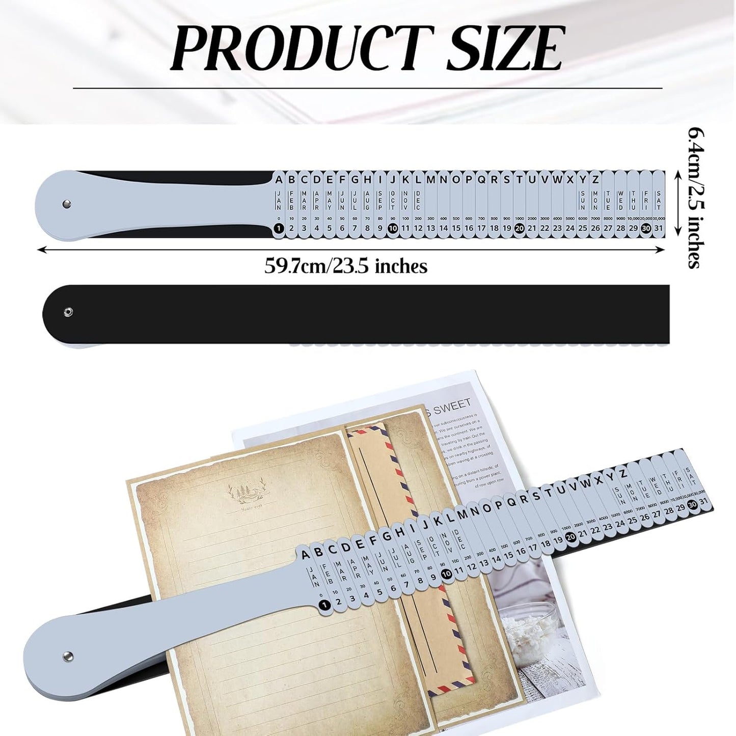 PerKoop Plastic Document Sorter Alphabetical File Organizer Compact Upright Space Saving Paper Organizer for File Office, Grey, 2.52 x 23.5 inches(2 Sets)