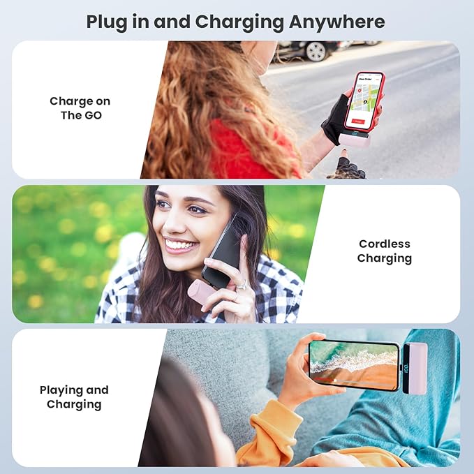 [2-Pack] Mini Portable Charger 5500mAh for iPhone 15/16 Series, LCD Display 15W PD Fast Charging Power Bank USB C Connector Battery Pack Compatible with 16/16 Pro Max/15/15 Pro Max Samsung Android etc