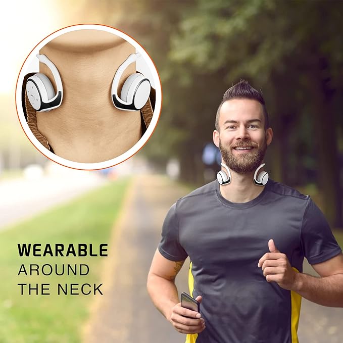 Small Bluetooth Headphones Wrap Around Head - Sports Wireless Headset with Built in Microphone and Crystal-Clear Sound, Foldable and Carried in The Purse, and 12-Hour Battery Life, White