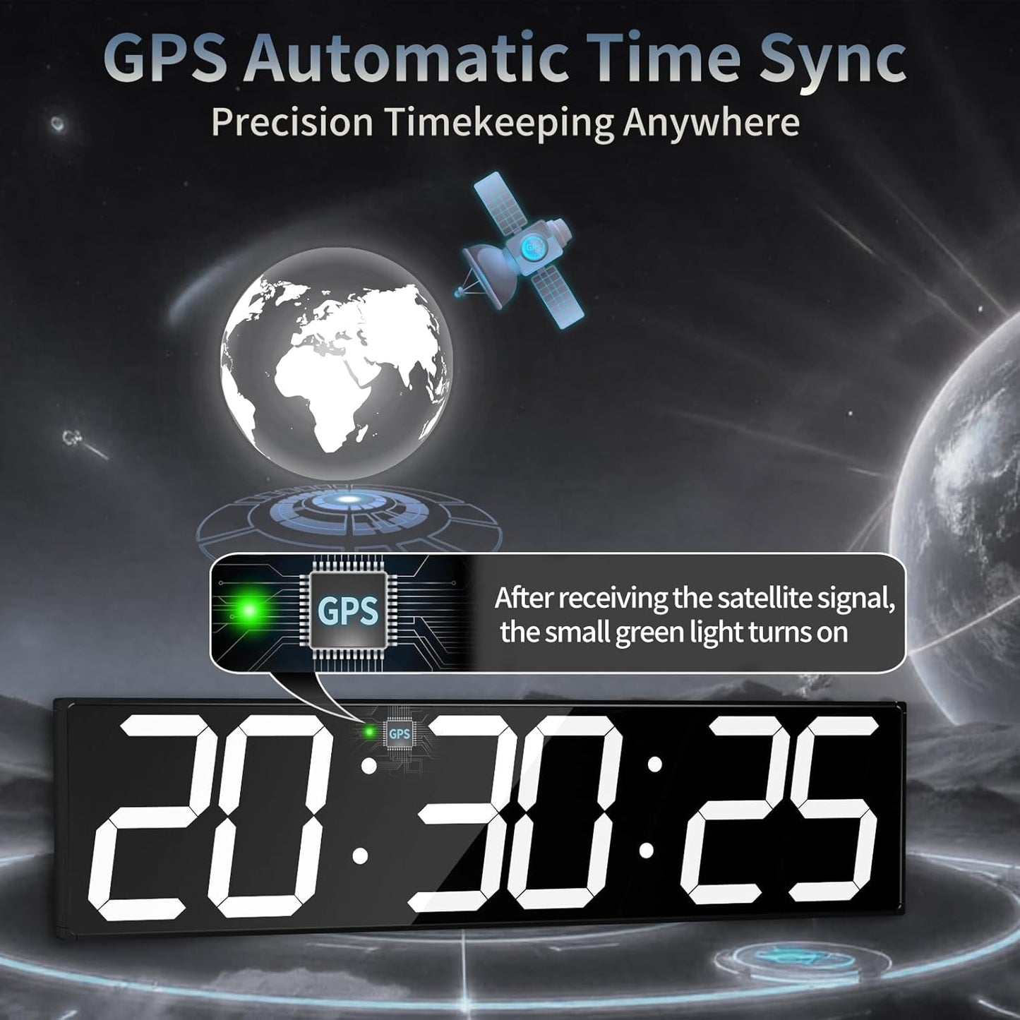 28.4'Large Digital Wall Clock,Automic Digital Clock with Alarm,Clendar and Termperature,Auto Time Sync with Easy Operation, Big Timer with Countdown and Countup (White)