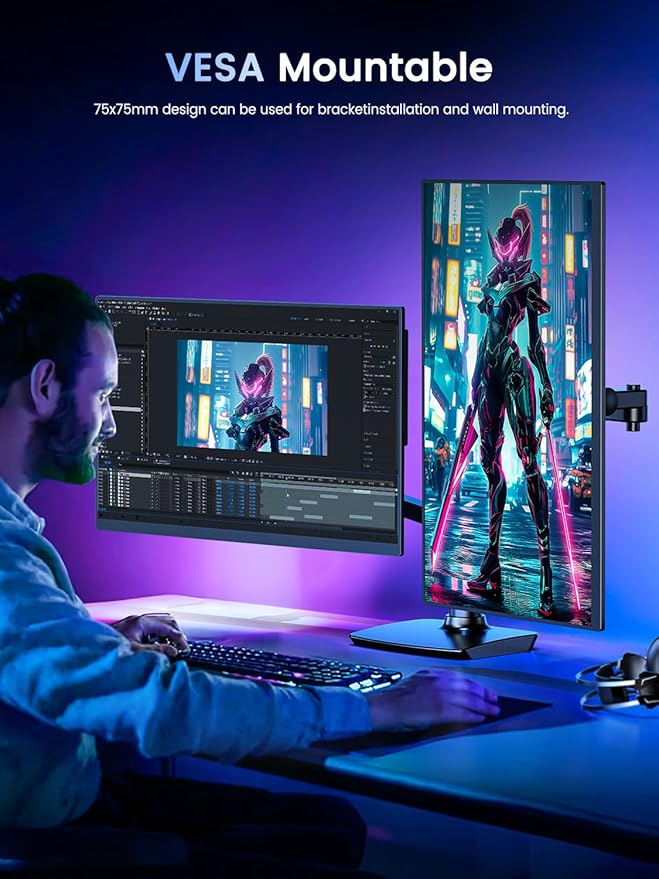 UPERFECT Portable Monitor 4K 120HZ QLED 17.3" | 0.1ms Gaming Monitor, 500 Nits | 3840 * 2160 UHD |100% DCI-P3 | USB-C & HDMI | VESA & Kickstand | Travel Screen for Laptop, Computer, Game Consoles