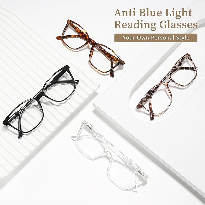 Przene 4 Pack Blue Light Blocking Reading Glasses,Readers for Women and Men with Spring Hinge