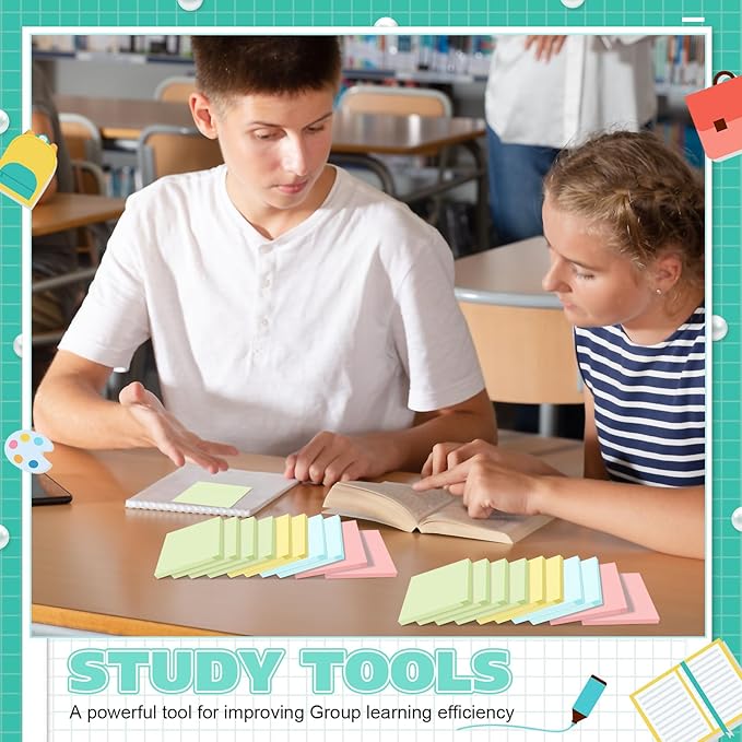 Fainne 200 Pack Sticky Notes Bulk Back to School Supplies Self Stick Note Pads Paper Memo for Office First Day of School Student Teacher Essentials (3 x 3 Inch,Simple Color)