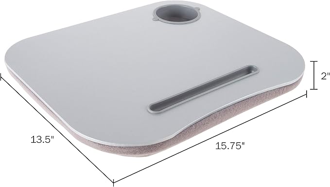 Laptop Buddy Portable Lap Desk- Cushioned Bottom with Foam Beads, Pen Tray and Cup Holder- Tray for Computers, Writing, Reading & Food by Lavish Home