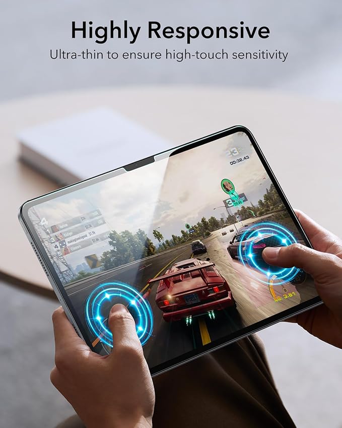 ESR 2 Pack Screen Protector for iPad Pro 11 Inch (M5/M4) 2025/2024, 9H Tempered Glass Film with Ultra Fit Tray, Scratch Resistant, HD Clarity, Bubble Free Application, Apple Pencil Support