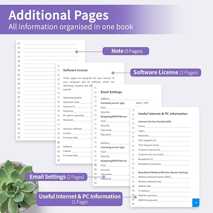 Password Book with Alphabetical Tabs, Password Keeper Book for Seniors, Individual & Colorful Tabs, Spiral Hardcover Password Notebook for Website Logins, 5.7" x 7.7", Purple