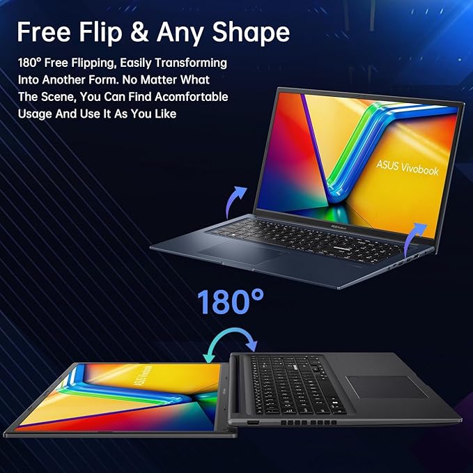 ASUS Vivobook Laptop,17.3" FHD Anti-Glare Display, Core i3-1215U (up to 4.4GHz), 16GB RAM, 512GB SSD + 128GB Portable SSD, WiFi 6E, Webcam, Keypad, Copilot, with 2019 Lifetime Office, Win 11 Home