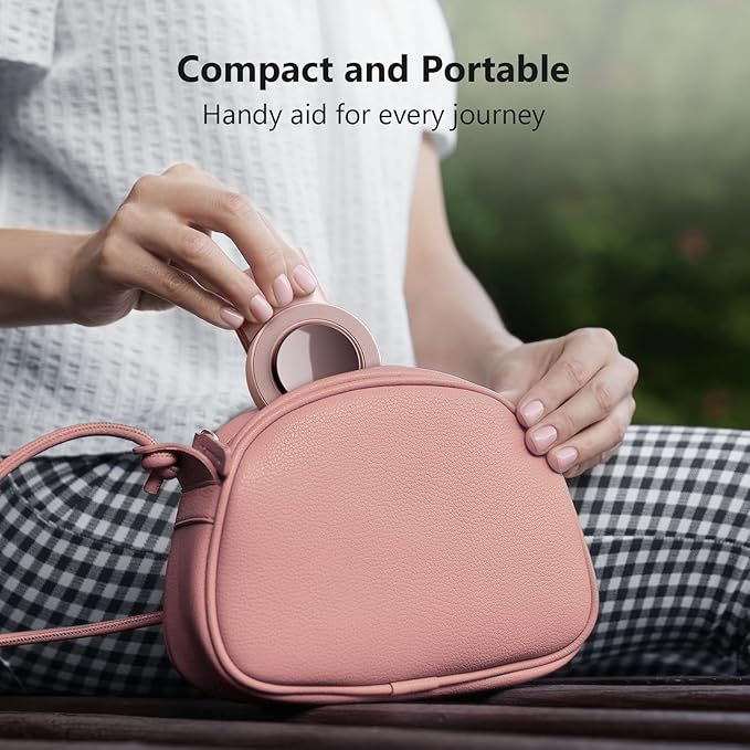 MiiKARE Travel Essentials Magnetic Airplane Phone Holder, Universal Handsfree Phone Mount for Flying with 360 Degree Rotation, Travel Must Haves Phone Stand for Desk, Tray Table, Black&Pink