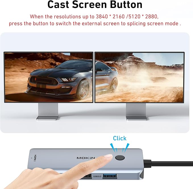 Docking Station USB C to Dual HDMI Adapter USBC Hub Dual HDMIMonitors for Windows,USB C Adapter with Dual HDMI,3 USB Port,PD Compatible for Dell XPS 13/15