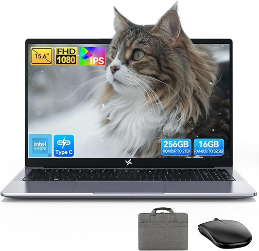 Huidun 2025 Laptop, 15.6" Laptops Computer for College Student & Business, Quad-Core N150 (Up to 3.6GHz, Beat N95/N97/N100), 16GB DDR4 256GB SSD, 4K FHD IPS, 100W Type-C Fast Charge