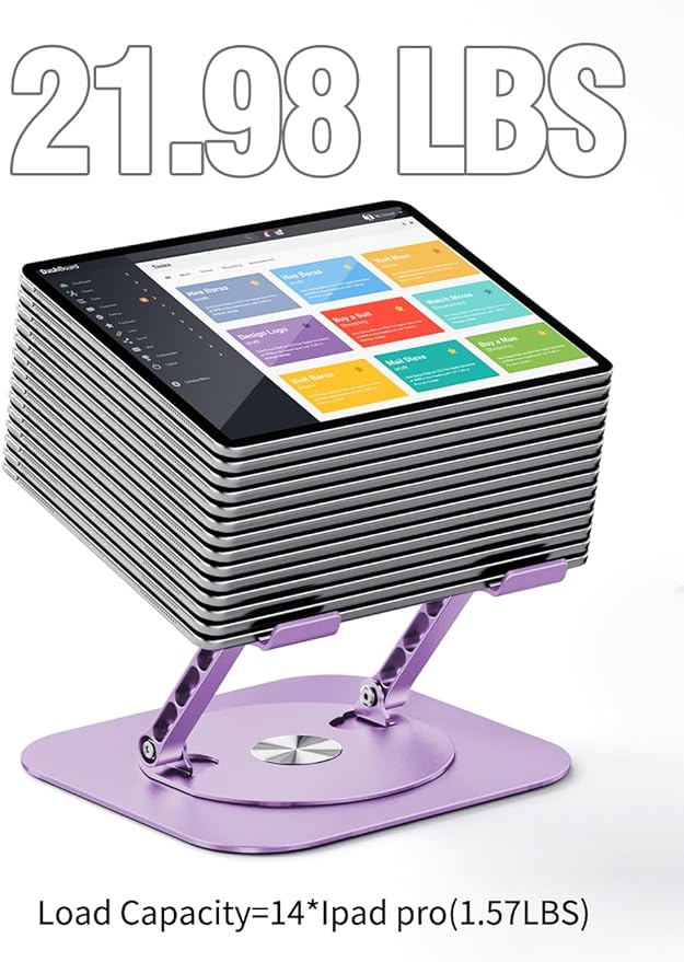 Adjustable Laptop Stand with 360 Rotating Base, Computer Ergonimic Foldable Laptop Riser for Desk Compatible with MacBook Pro/Air Notebook up to 16 Inches, Purple