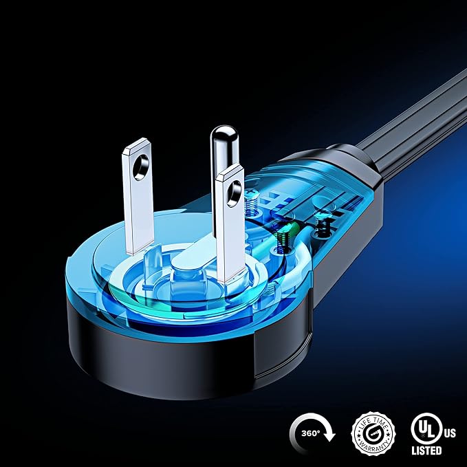 Maximm Extension Cord with USB Ports 3FT, 360° Rotating Flat Plug Extension Cord, 3-Outlet with USB Ports (2 Ports), 3 Prong Extension Cord, Grounded Extension Cord (Black) UL Certified