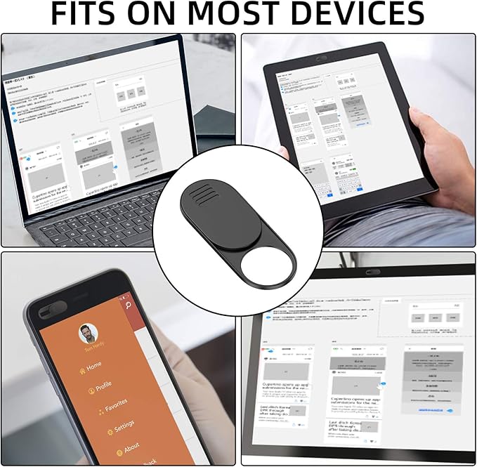 Webcam Cover,Ultra-Thin Camera Cover Slide for Laptop,MacBook,Computer,iMac,iPad, Cell Phone and Tesla Model 3/Y Interior Cabin Camera.0.03inThick Web Blocker Protect Your Privacy and Security