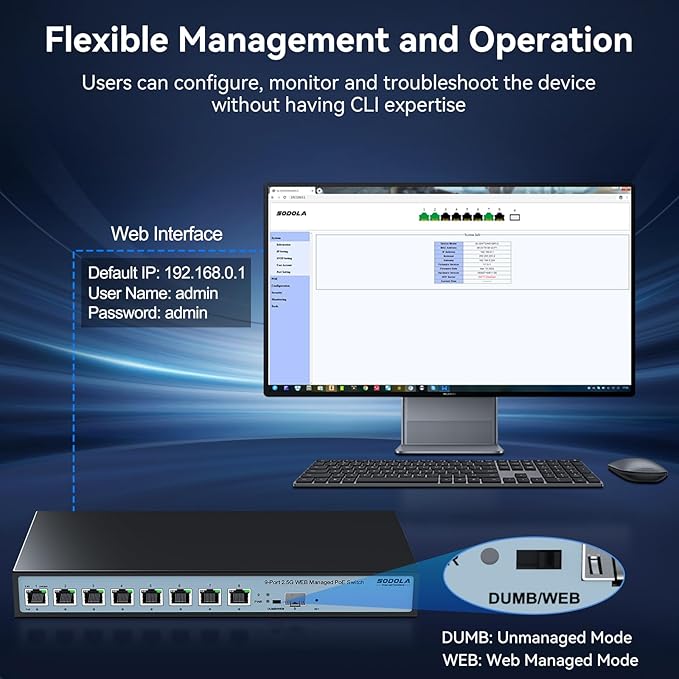 8 Port 2.5G Web Managed PoE Switch 120W | 1X 10G SFP+ & 8 x 2.5GBase-T Ports, Max 90W Output, IEEE802.3af/at/bt, Desktop & Wall Mount 2.5GbE Network Switch