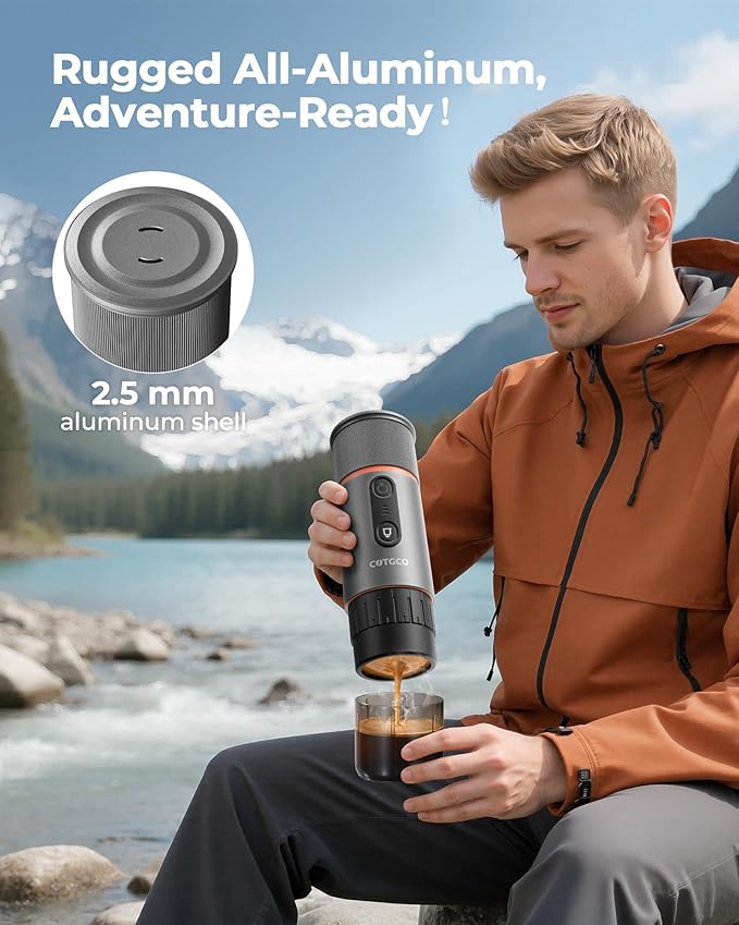 Portable Espresso Coffee Maker, Travel Coffee Maker for Camping, 20 Bar Self‑Heating Rechargeable with USB-C, with NS Capsule for Car/Travel/Camping