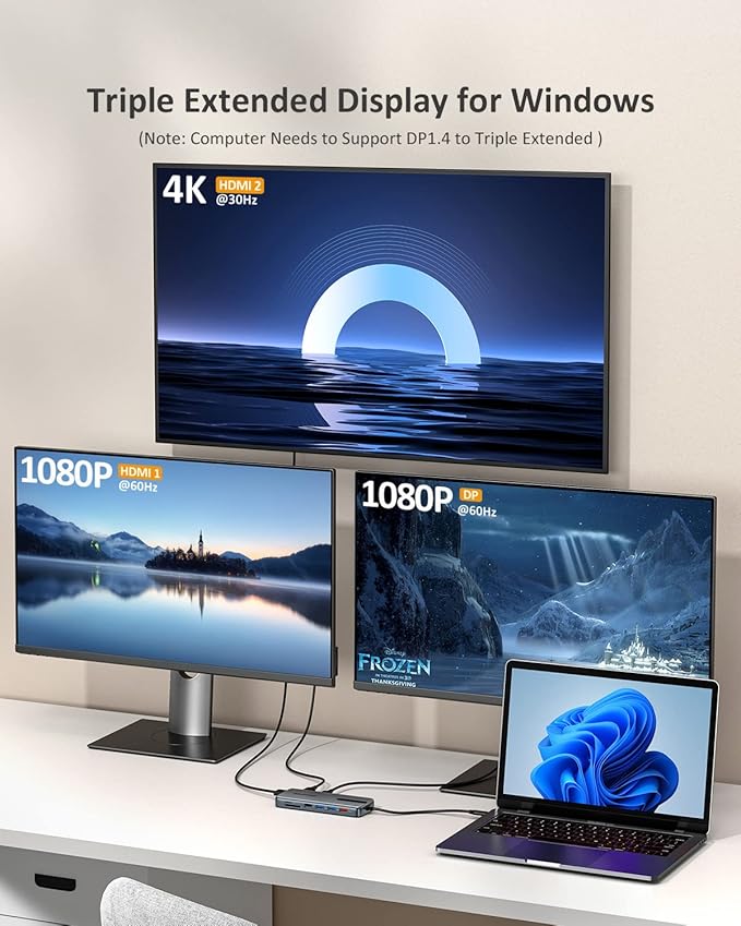 USB C Laptop Docking Station, 13 in 1 Docking Station Dual/Triple Monitor Hub Multiport Adapter with 2 HDMI, DP, RJ45, 10Gbps USB C/A 3.1, 100W PD, USB 3.0/2.0,SD/TF for MacBook Dell HP Lenovo