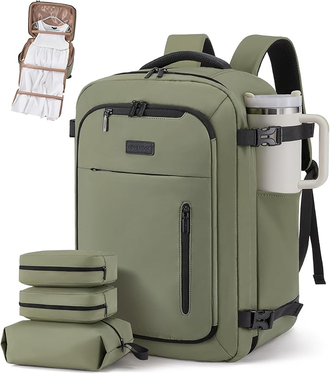 LOVEVOOK Travel Backpack for Women Men with Garment Bag, 50L Carry on Backpack as TSA Personal Item Flight Approved, Luggage Daypack Fits 17.3" Laptop, Overnight Business Weekender Travel Essential