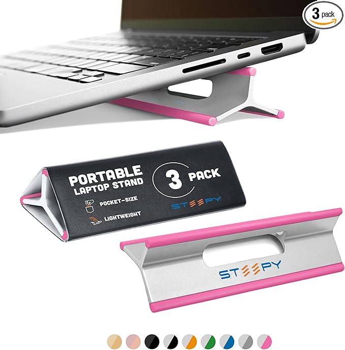 Steepy Adjustable Laptop Stand for Desk - 3 Height Computer Stand - Laptop Desk Riser