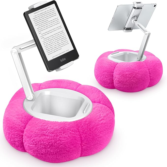 CreaDream Pumpkin Tablet Pillow Stand Holder for Kindle iPad, Adjustable Phone Pillow Stand for Lap Bed with Detachable Snack Bowl, Compatible with 4.7"-13" Tablet, iPad, iPhone, Samsung Tabs, Kindle