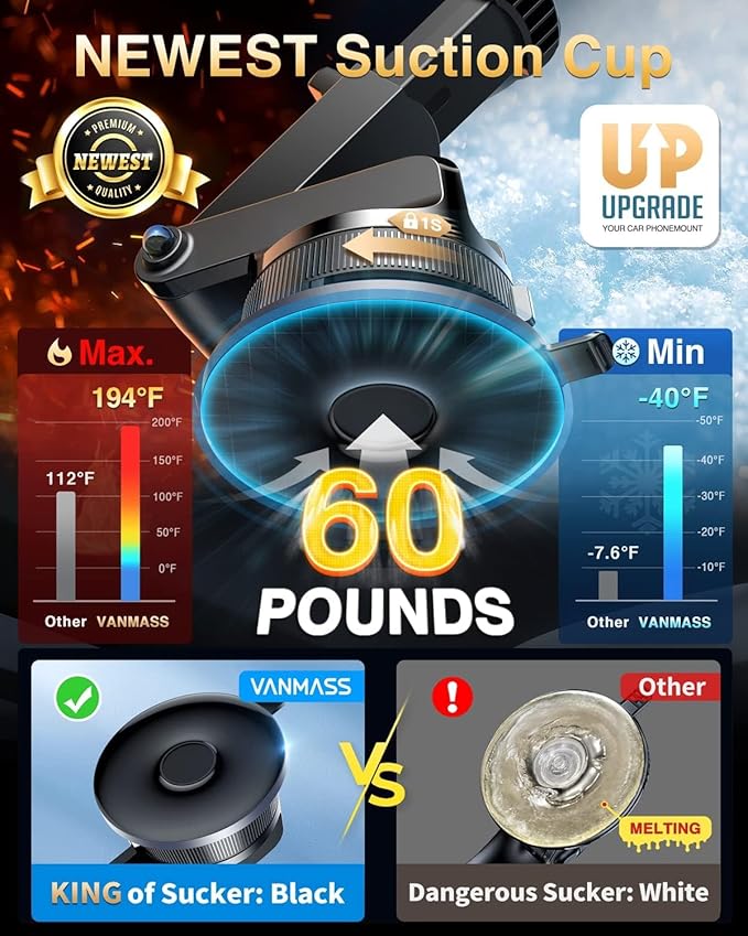 VANMASS [True Military-Grade] Car Phone Holder [Strongest Suction & Clip] Cell Phone Mount for Dashboard Windshield Vent Truck Accessories Cradle Dash Stand for iPhone 15 14 13 12 Android,Green