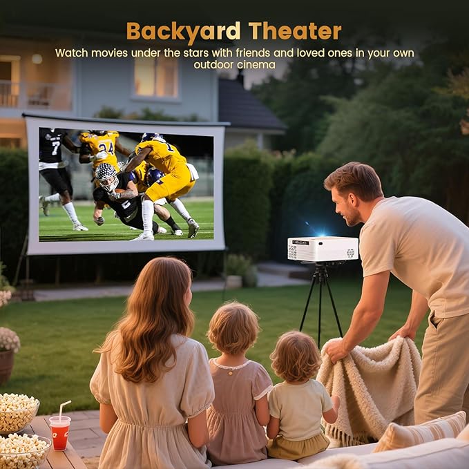 Mini Portable Projector with Wifi and Bluetooth, Native 1080P Full HD Smart Projector , 300 ANSI, Compatible with Smartphone, HDMI, USB for Home, Bedroom, Outdoor Use （White）