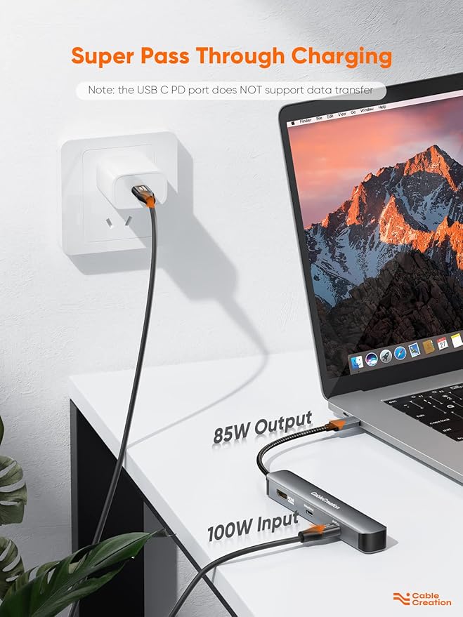 CableCreation 7-in-1 USB-C Hub with 4K 60Hz HDMI, 100W PD, 2 USB 3.0 5Gbps Data Ports, SD/TF Card Slots for Steam Deck, MacBook Pro/Air, iPad Pro, Pixelbook, XPS