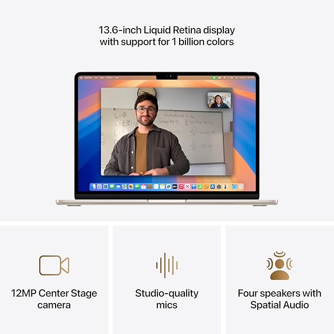 Apple 2025 MacBook Air 13-inch Laptop with M4 chip: Built for Apple Intelligence, 13.6-inch Liquid Retina Display, 24GB Unified Memory, 512GB SSD Storage, 12MP Center Stage Camera, Touch ID; Starlight