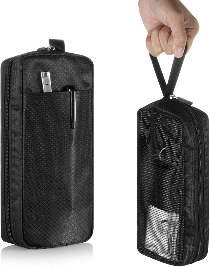 CM Travel Cable Organizer Case Portable Computer Accessories Zipper Mesh Pouch for Holding Laptop Mouse, Power Bank, USB, Adapter, Charger, Cellphone and Cosmetics (Case ONLY)