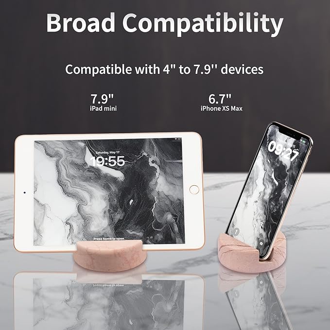 Marble Phone Stand for Desk - Cell Phone Holder for Nightstand Office Decor Telephone Boho Pink Marble Kitchen Accessories