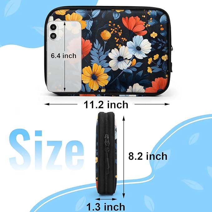 Flowers Electronics Travel Organizer Case, Tech Accessories Cable Storage Bag for Cords, Charger, Phone, Hard Drive