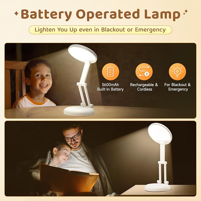 Small Desk Lamp Cute Desk Lamp,3600mAh Small Battery Operated Lamp Rechargeable Lamp,10 Brightness Battery Powered Lamp Rechargeable Lamps Cordless Desk Lamp,Portable Lamp Cute Lamp for Desk Lamp Cute