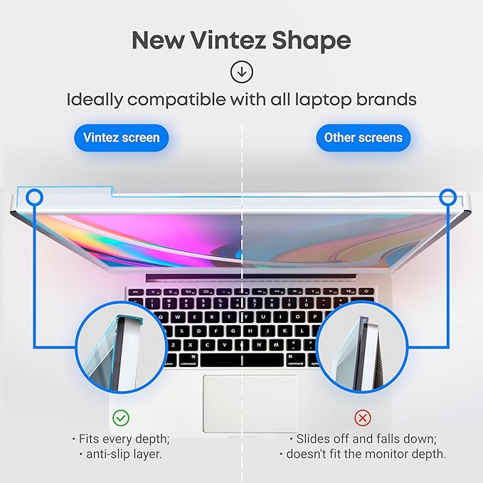 VINTEZ Blue Light Screen Protector for 15.6 Inch Computer Monitor and Laptop – Anti-UV Blue Light Blocking Film for Desktop PC, Eye Protection Filter, 14.2" x 8.7", 1 Pack