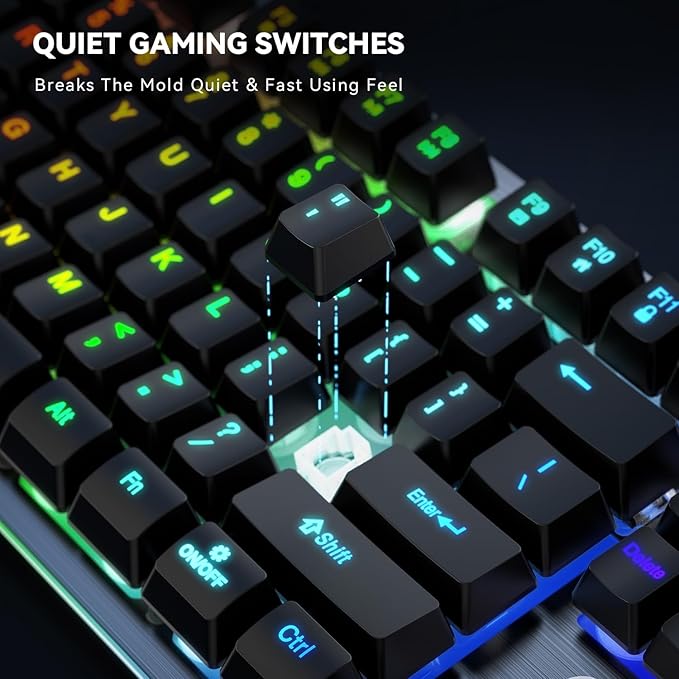RGB Backlit Wired Gaming Keyboard, 104 Keys, 8-Zone RGB Illumination, Metal Top Cover, Programmable Macro Full Size Keyboard for PC Laptop Mac Xbox
