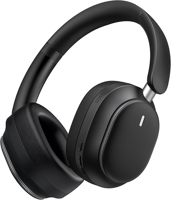 Hybrid Active Noise Cancelling Headphones, Over Ear Bluetooth 6.0 Wireless Headphones, 50H Playtime, Deep Bass, HiFi Stereo Sound, Lightweight Foldable for Travel, Home and Office（Black）