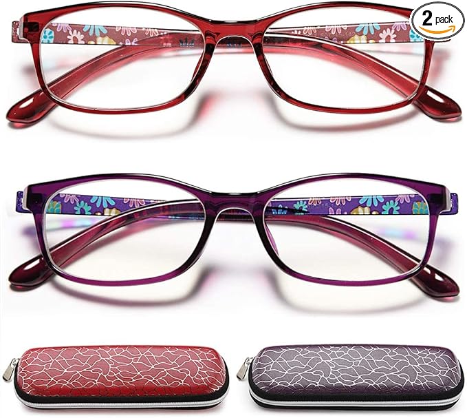 EYEURL Reading Glasses Womens Blue Light Blocking - 2 Pairs Ladies Computer Readers +1.25 Lightweight Quality Colorful Eyeglass