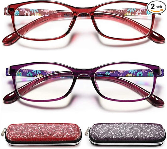 EYEURL Reading Glasses Womens Blue Light Blocking - 2 Pairs Ladies Computer Readers +1.25 Lightweight Quality Colorful Eyeglass
