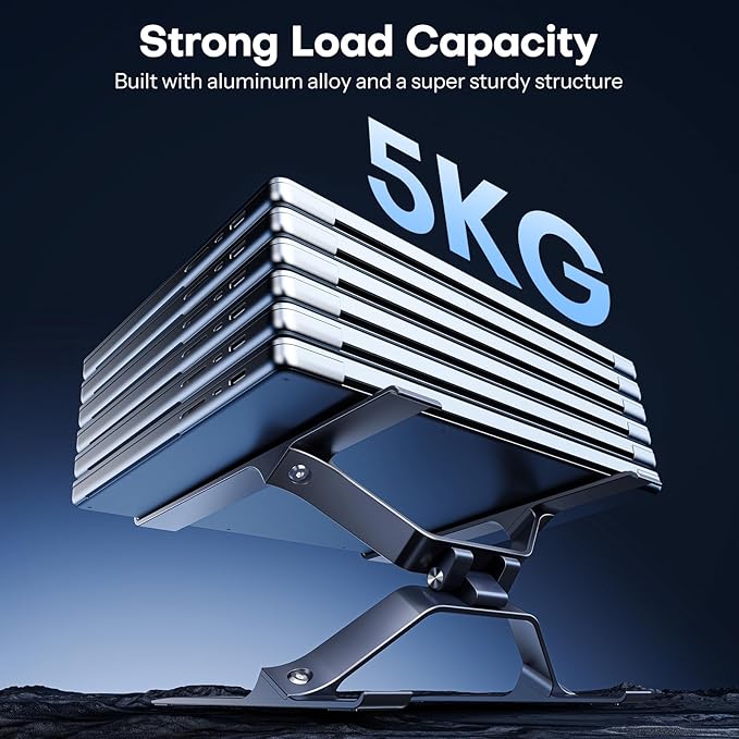 OMOTON More Stable Laptop Stand, Aluminum Adjustable Laptop Holder Stand for Desk, Ergonomic Detachable Notebook Riser Suitable for All Laptops (11-16 inch)