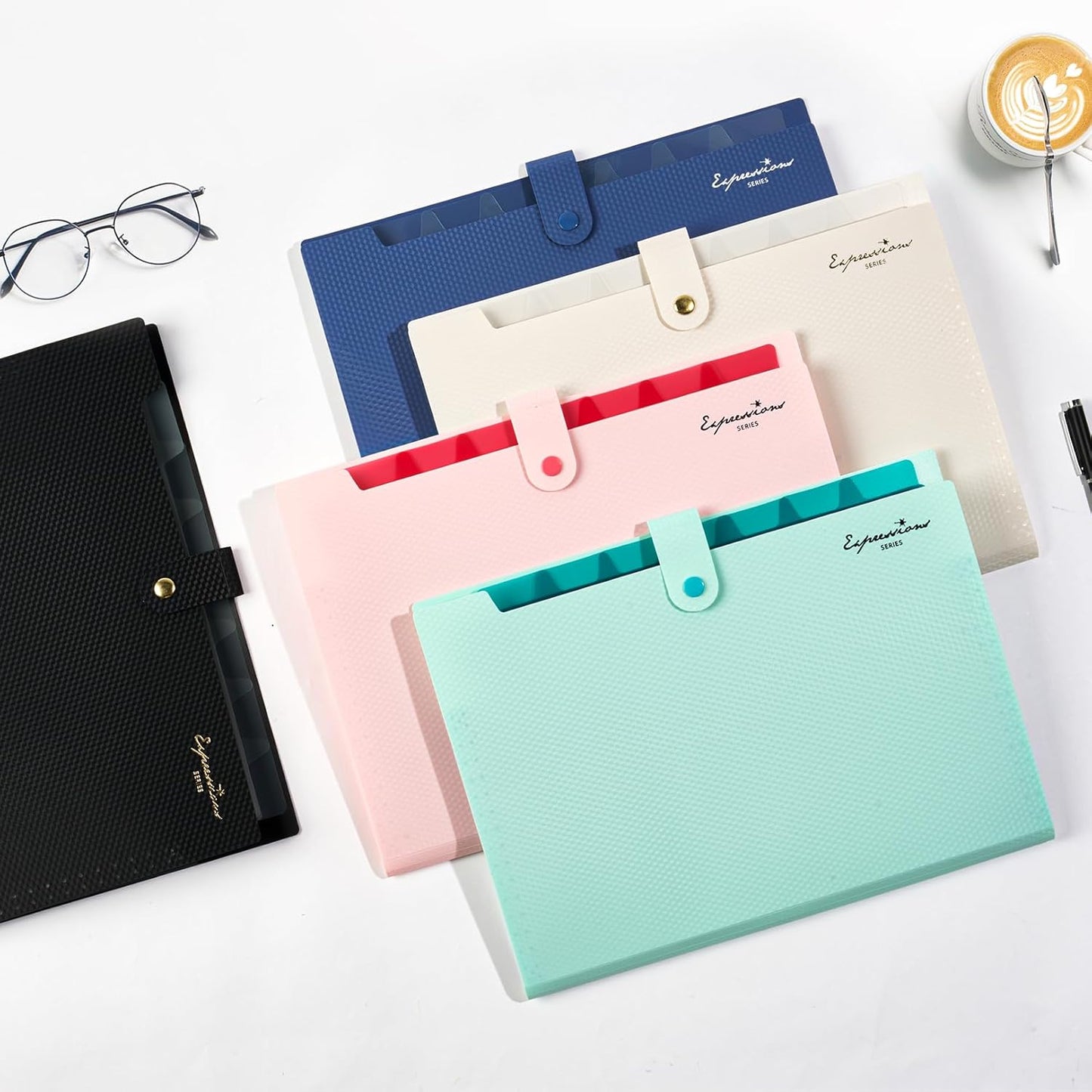 Sooez Accordion File Organizer, 8 Pocket Expanding File Folder with Labels, Letter Size Folders for Documents, Portable Paper Bill Receipt Organizer for Home School Office Supplies, Sky Blue