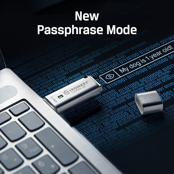 Kingston Ironkey Locker+ 50 256GB Encrypted USB Flash Drive | USB 3.2 Gen 1 | XTS-AES Protection & TAA Compliant | Multi-Password Security Options | IKLP50/256GB