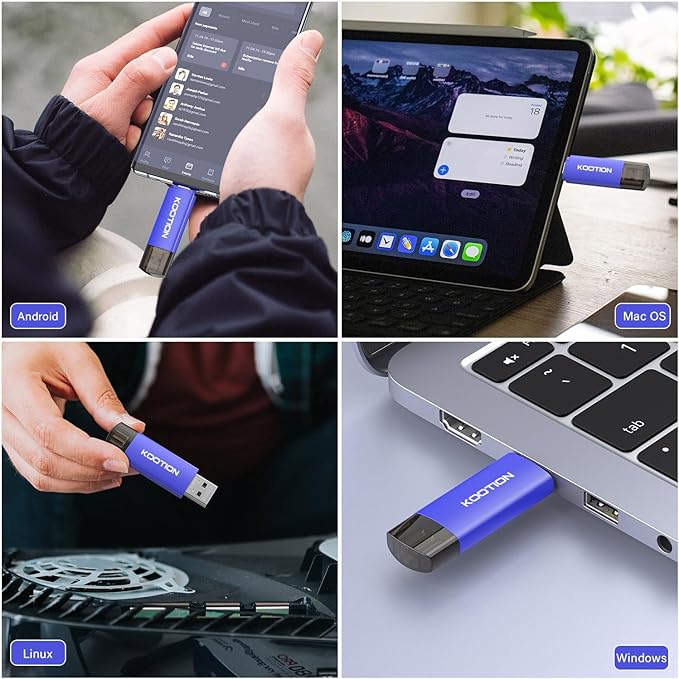 256GB USB C Flash Drive 5-Pack, KOOTION 2-in-1 Type-C Flash Drive USB-A & USB-C 3.0 Dual Drive OTG, Thumb Drive Memory Stick for Android Smartphone/Tablet/PC