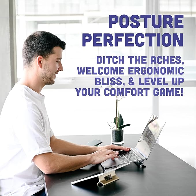 Steepy Adjustable Laptop Riser - 3 Height Computer Stand for Desk - Portable Laptop Stand