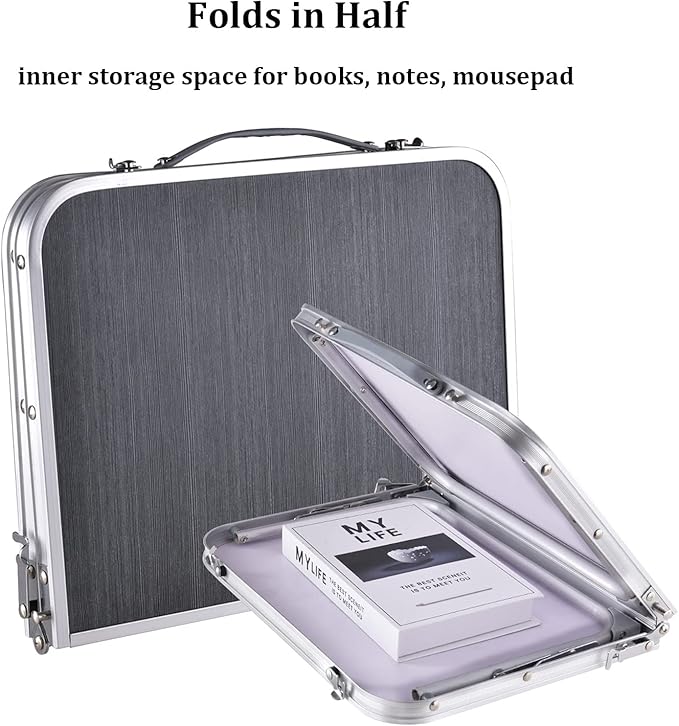 Foldable Laptop and Bed Table with Storage, Portable Mini Lap Desk for Legs, Ideal for Study, Reading, Picnic, Breakfast,and More