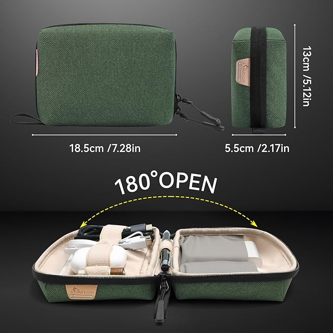 Electronics Organizer Cord Organizer Travel, Small Tech Bag for Cords, Chargers, Power Bank, Earbuds – Portable Cable Pouch for Office, Business Trip, Commute – Water & Scratch-Resistant