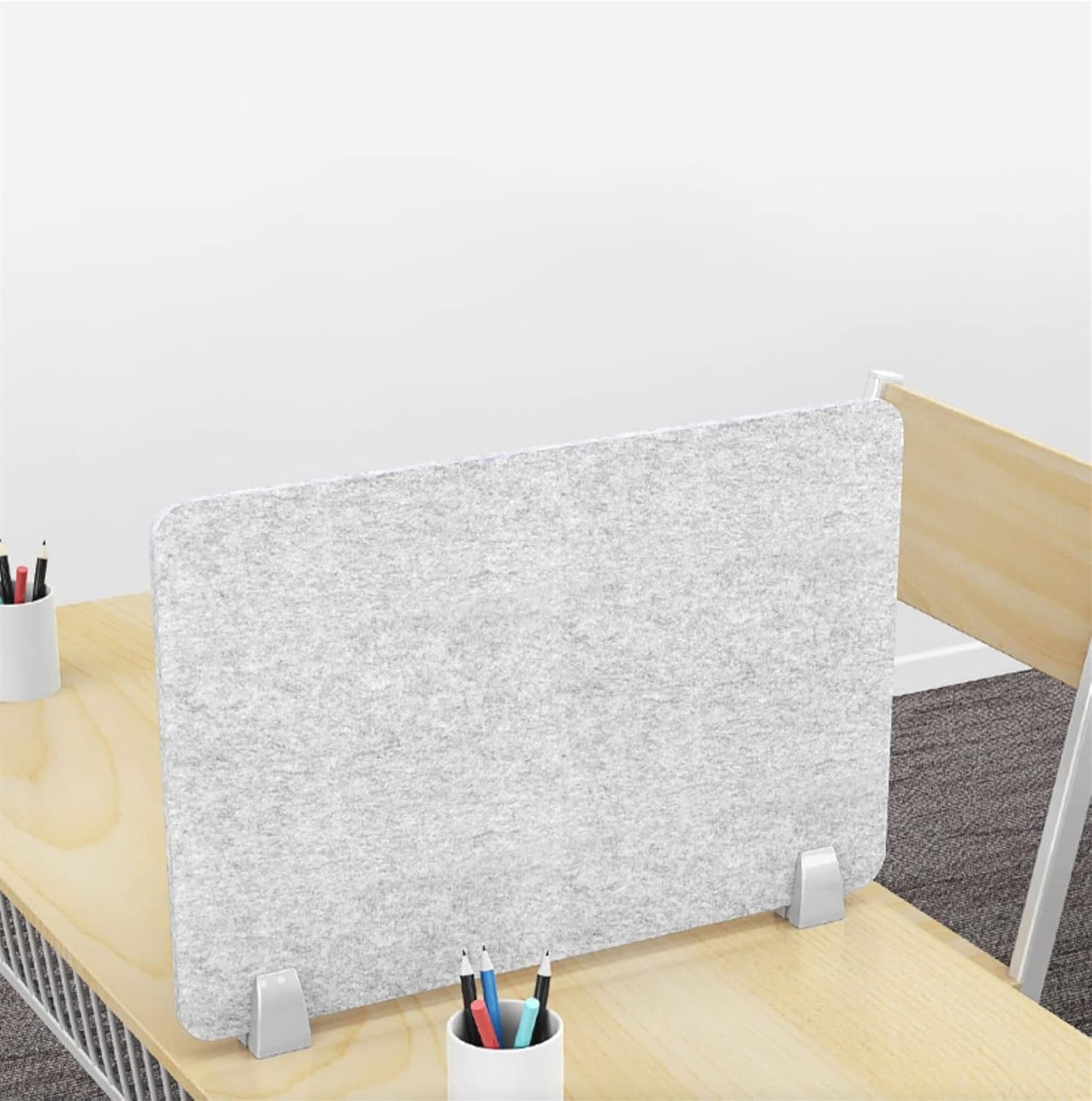 Icegrey Acoustic Desk Divider Privacy Panel Removable Sound Absorbing Desk Partition Board with 2 Clips for Student Call Centers Offices Braries Classrooms Library, Silver Grey, 23.4x15.6